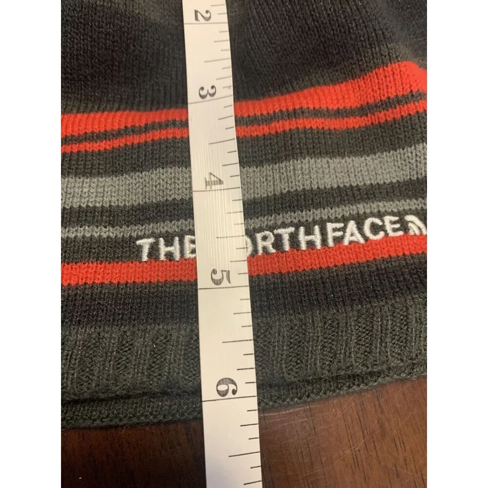 The North Face Boys Striped Knit Beanie Grunge Gorpcore Y2K‎ Fleece OS